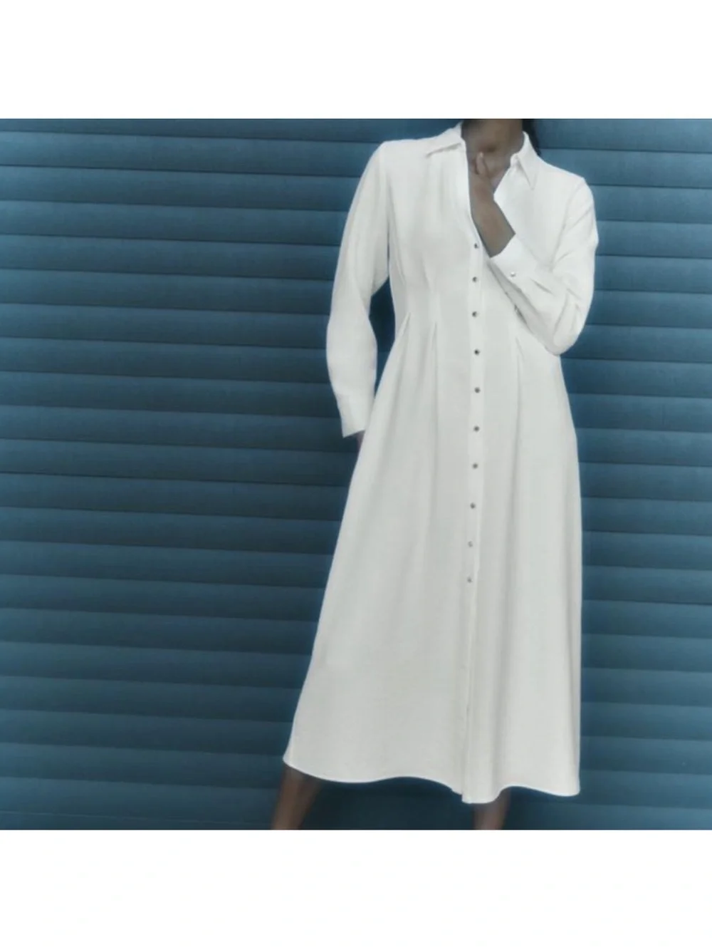 zara usa dresses midi Zara - Voluminous Gabardine Midi Dress - White - Xs